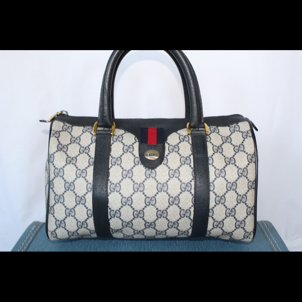 Authentic Gucci Boston Doctors Bag Navy